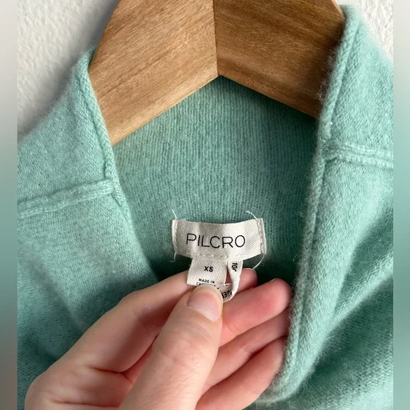 Anthropologie Pilcro 100% Cashmere Alani Mock Neck Sweater Mint Seafoam Green XS - Picture 6 of 9